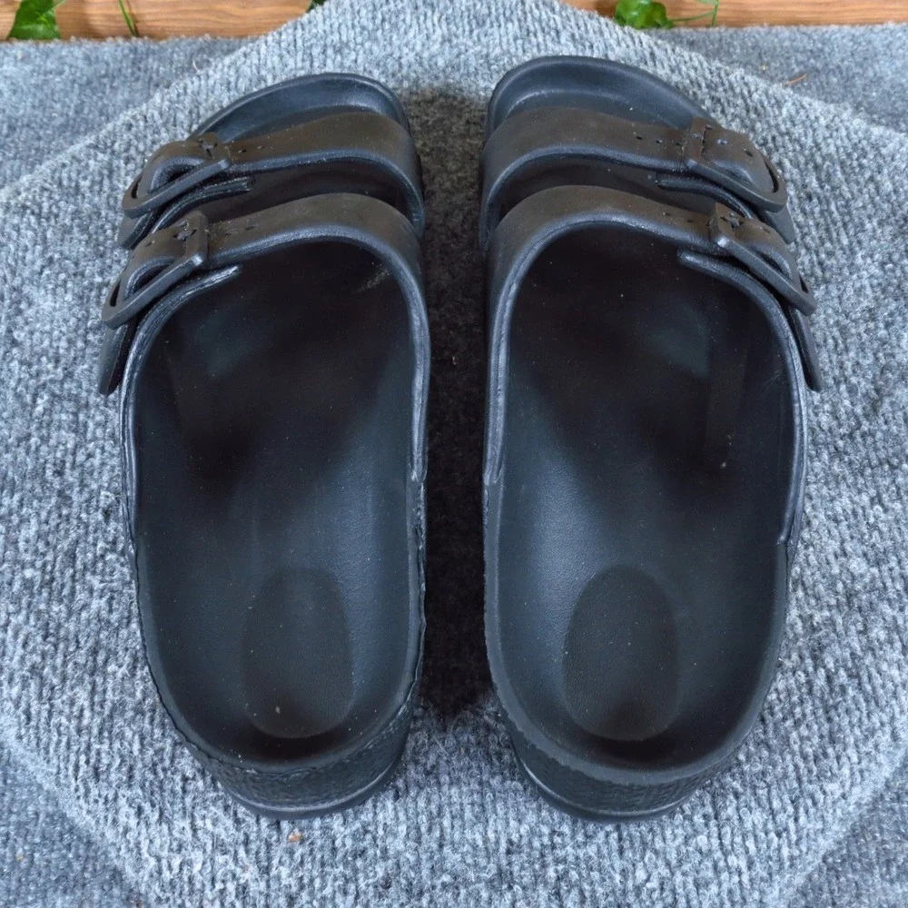 Made In‎ USA Men Two-Strap Slide Sandals Size 10 Casual Waterproof Beach Black